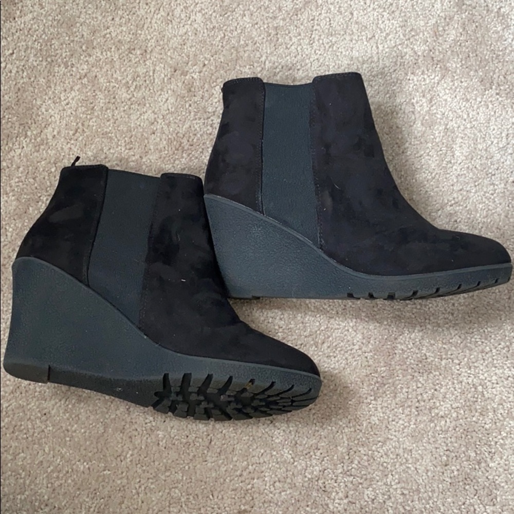 Black Wedge Booties